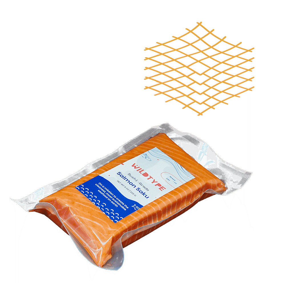 Salmon saku block packaged